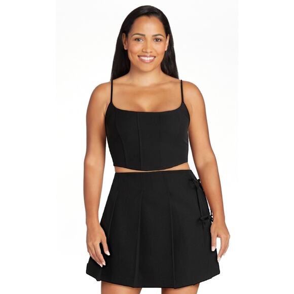 No Boundaries Women's Corset Top Pleated Mini Skirt Set 2-Piece coop neckline - Picture 1 of 5